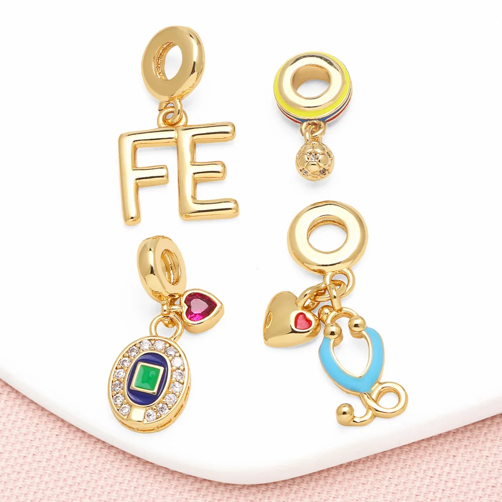 OCESRIO Polish Brass FE Pendant for Necklaces Colorful Heart Football Enamel Crystal Handmade Jewelry Making Supplies pdtb741
