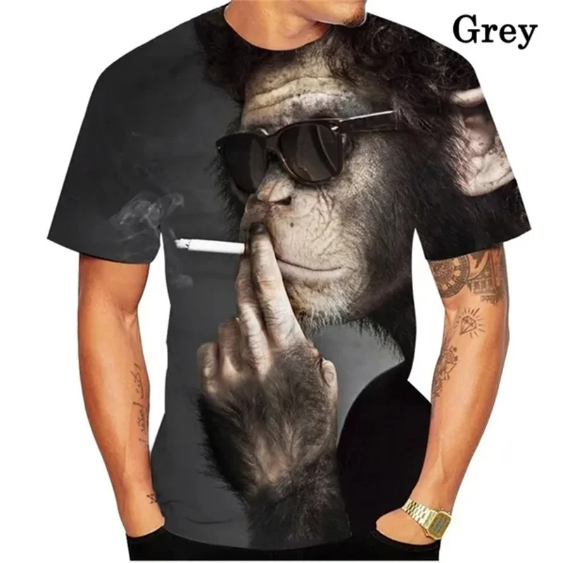 Men 3D Print  Funny Gorillas Monkey Graphic T Shirts Animals T-shirt Womens Clothing Summer Fashion Short Sleeve Street Tee Tops