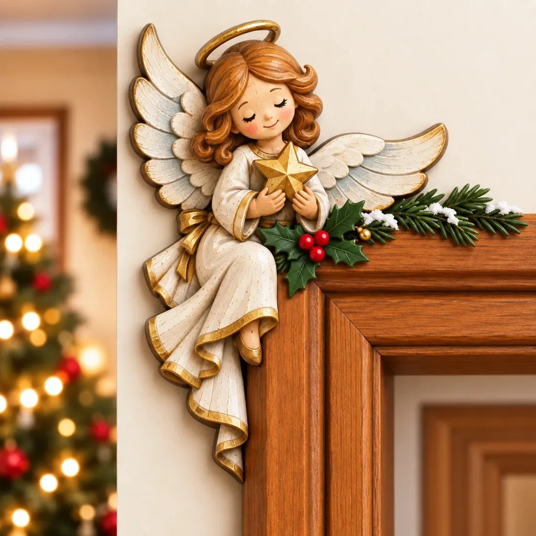 2026 Houten Kerstdeurhoekdecoratie, Kerstman Sneeuwpop Rendier Cartoon Hangende Hanger, Kerstdeurkozijn Ornament voor Feest en Huis