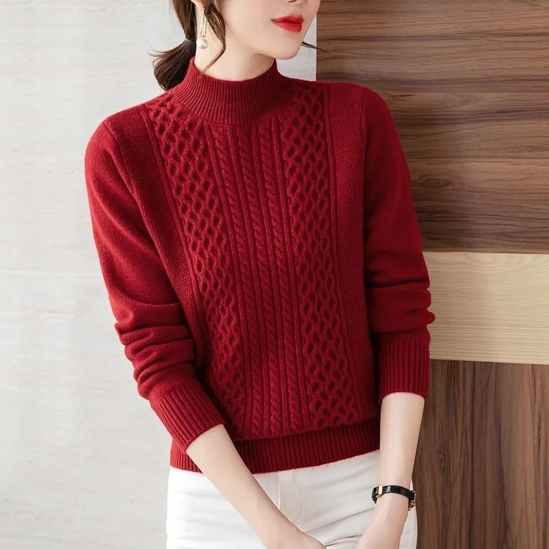 2025 New Autumn Winter Korean Fashion Sweater Women Long Sleeve Casual Temperament Bottoming Sweater Pullover  Ladies Knitwear