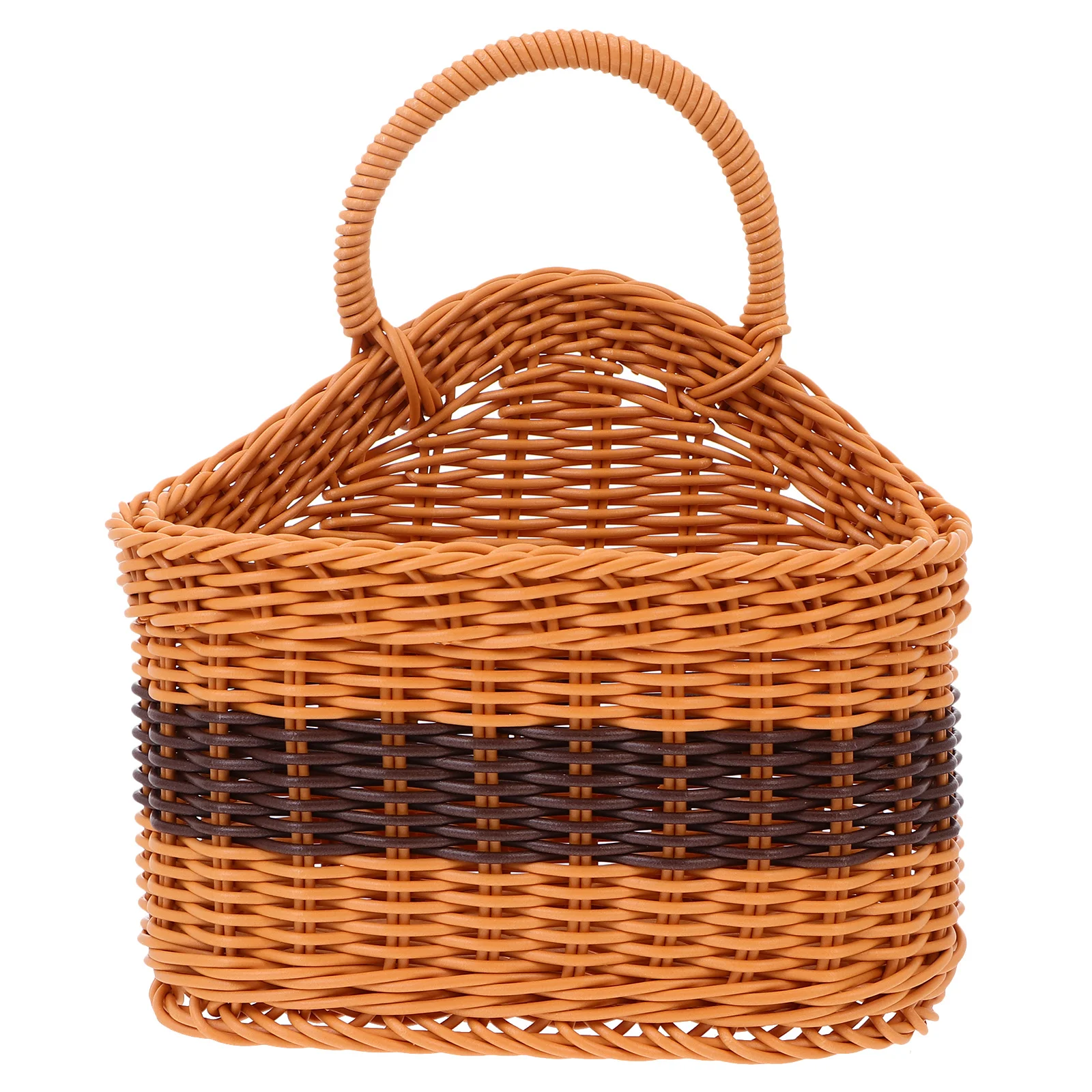 

1pc Woven Wall-Mounted Storage For Kitchen Hanging Flowerpot Natural Fiber Decorative Container Wall Hanging Craft Basket Home