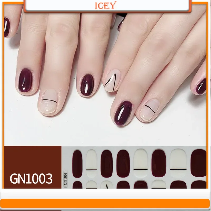 Icey Beauty Geen Bak Gel Nagelsticker Bronzing Laser Gel Nagelsticker Herfst en Winter Geleidelijke Verandering Gel Nagelsticker Sieraden