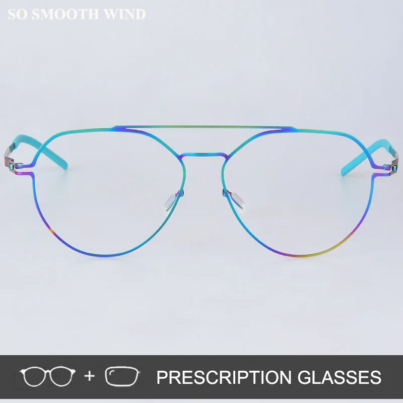 Double Beam Big Frame Glasses Prescription Eyeglasses Screwless Ultralight Eyewear Oval Round Optical Spectacles Design Thin Rim