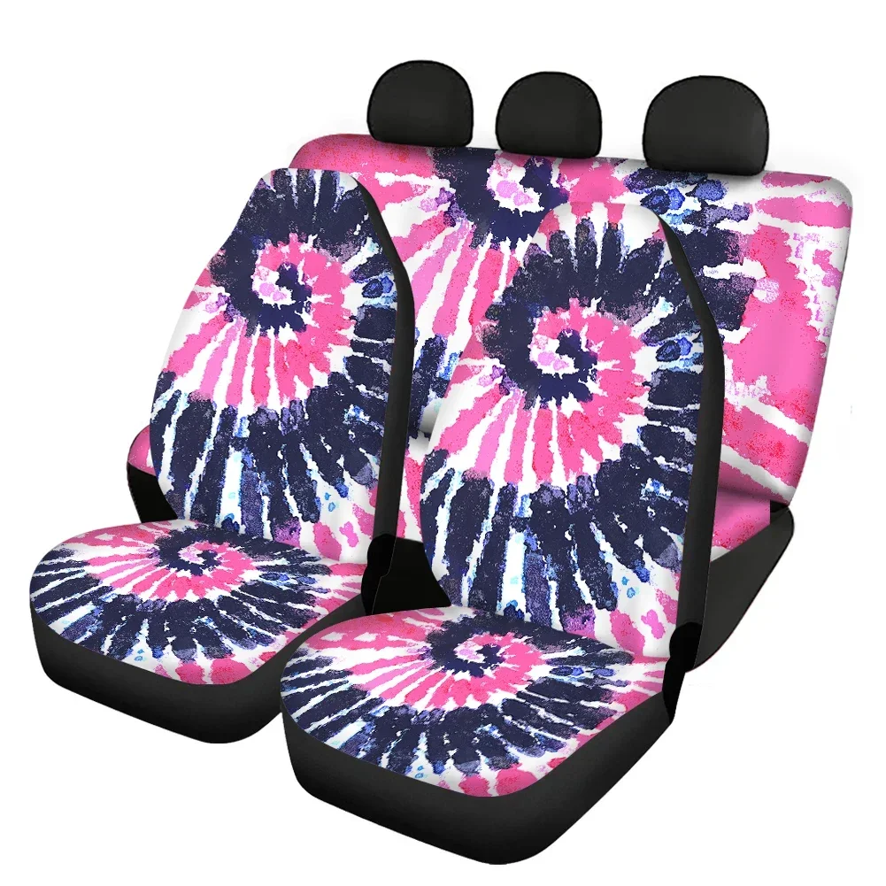 

Розовый и серый чехол на автомобильное сиденье Tie Dye, универсальный дышащий передний и задний чехол для автомобильных сидений, аксессуар для грузовика
