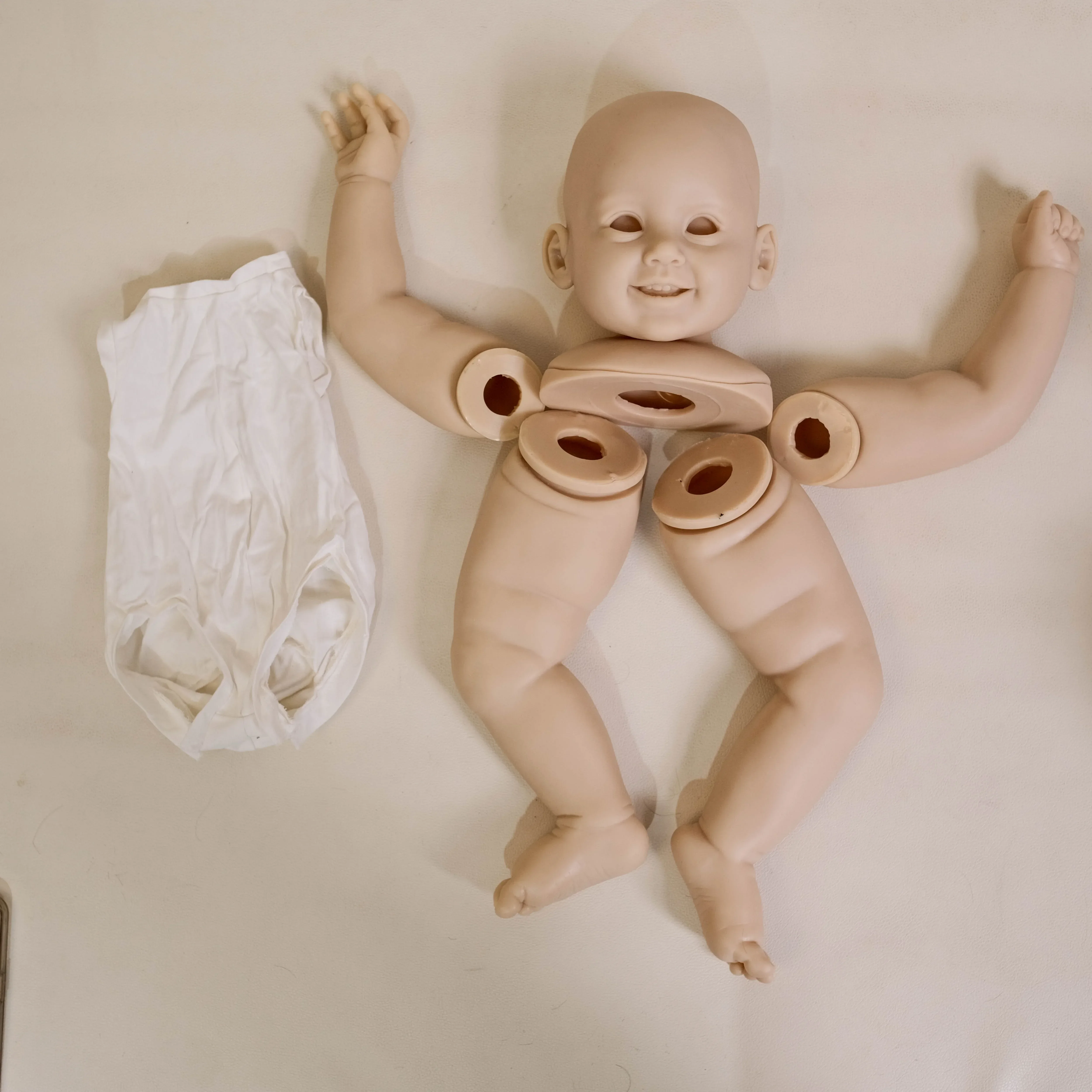 NPK 28inch Cammi with Cloth Body and Connectors Unpainted Unfinished Doll Parts DIY Blank Reborn Vinyl Doll kit