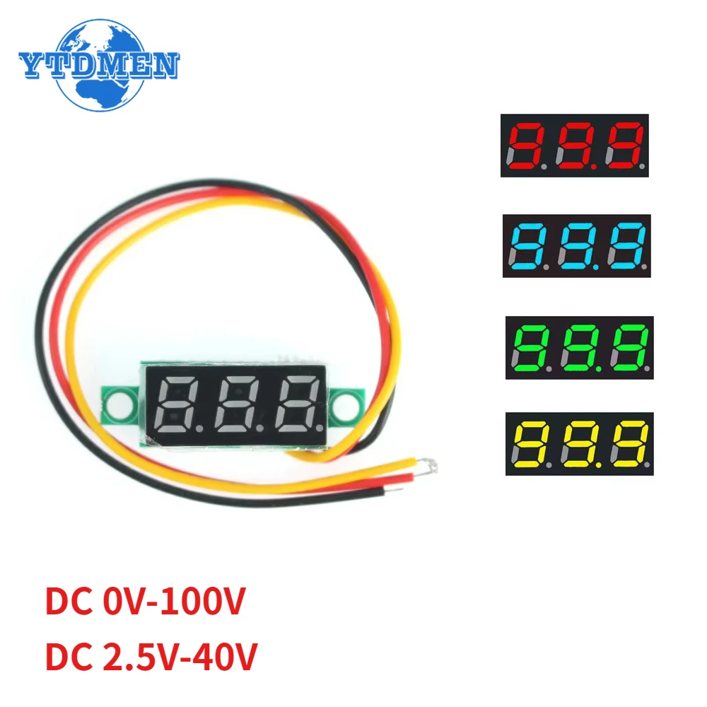 

1PCS 0.28 Inch DC LED Digital Voltmeter 0-100V Voltage Meter Auto Car Mobile Power Voltage Tester Detector Red Yellow Green Blue