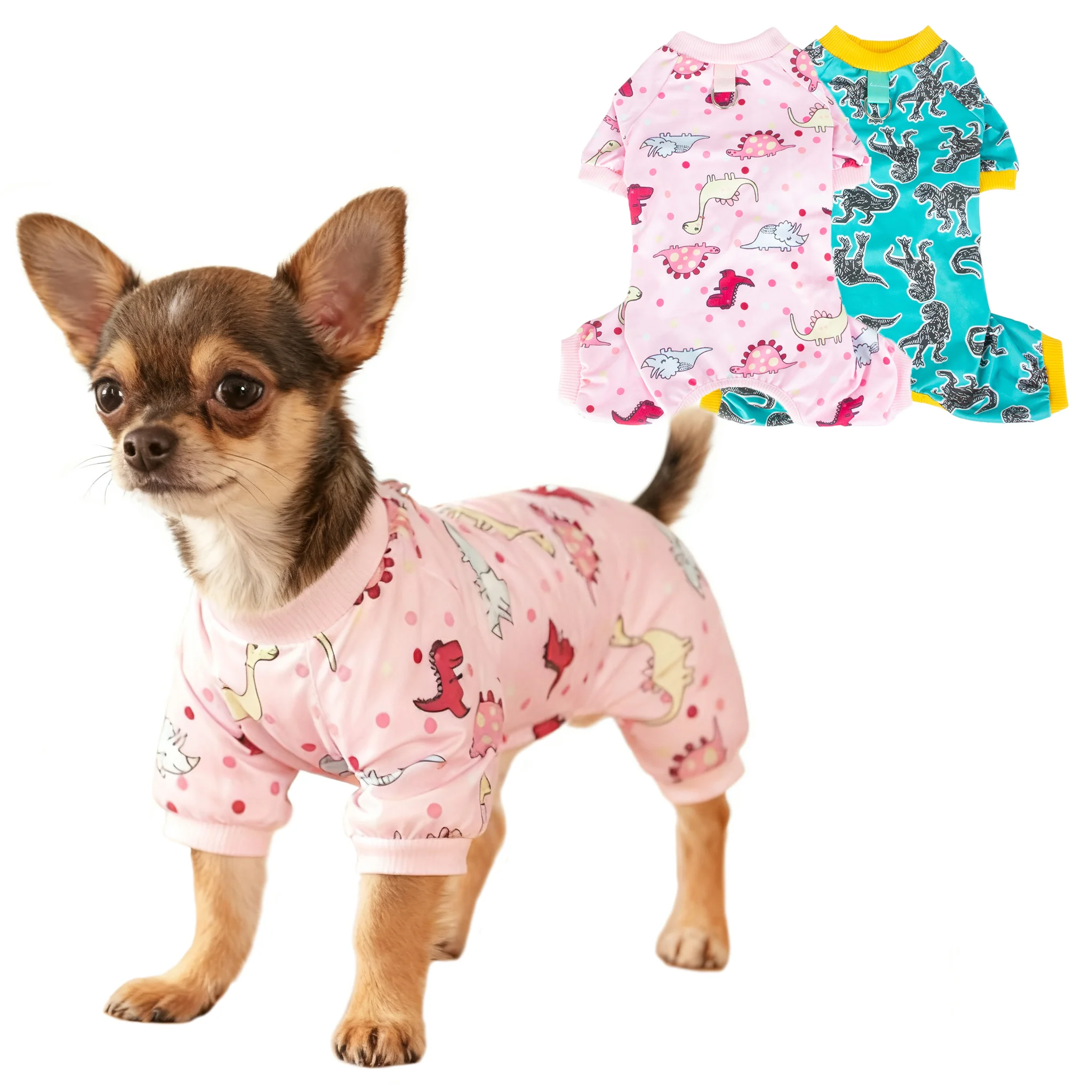 

Cute Dinosaurs Dog Pajamas Onesie Soft One Piece Puppy Jumpsuit Spring Summer Pet Clothes Doggie Bodysuit for Small Dogs