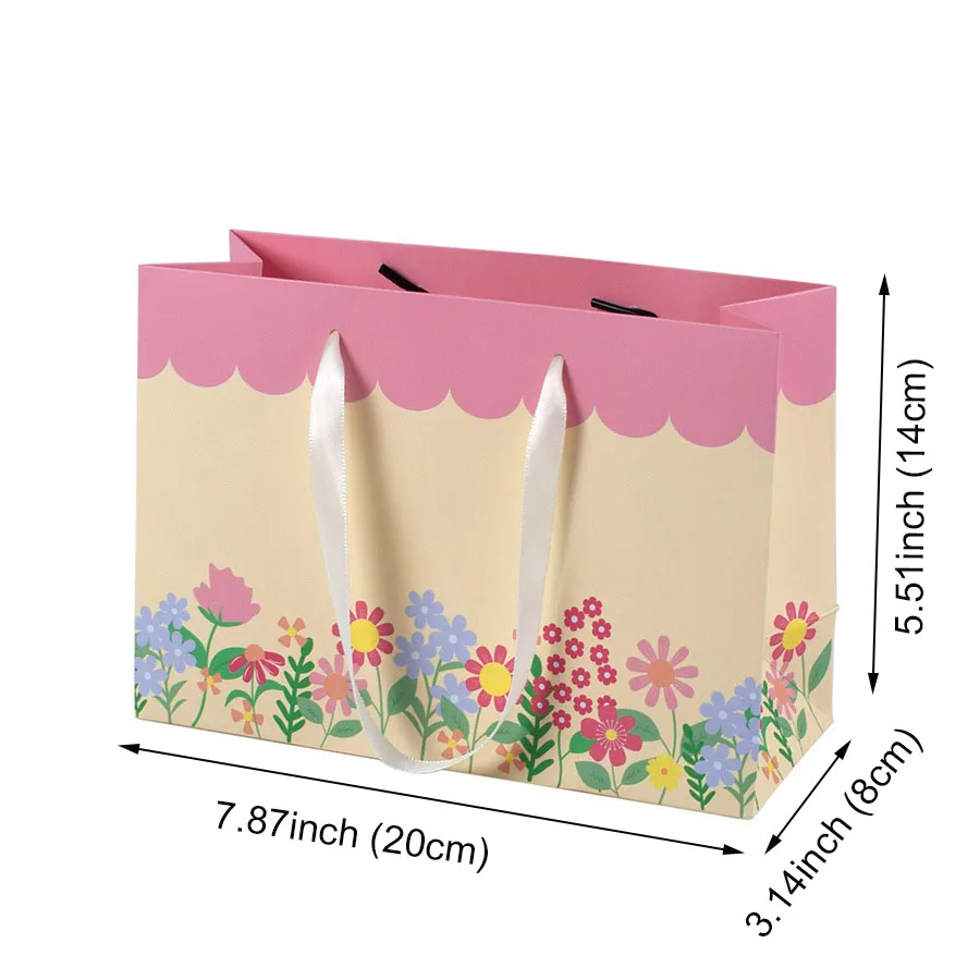 20/30Pcs Portable Paper Flower Gift Bag With Handle Wedding/Clothes Jewelry Packaging Bag for Baby Shower Birthday Pary Supplies