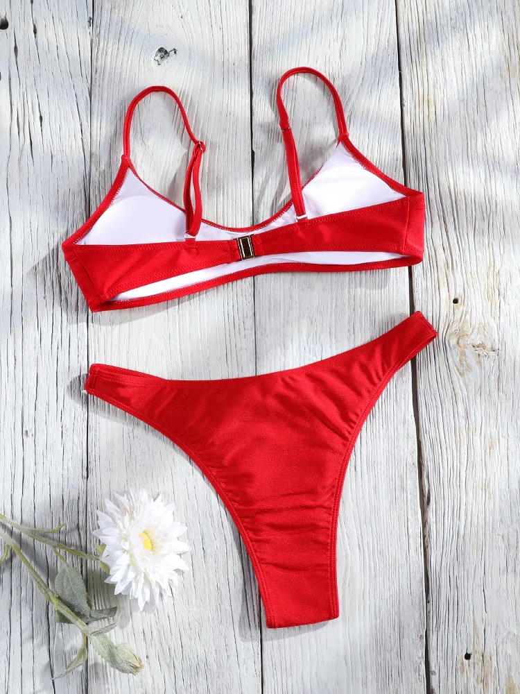 Miyouj Push Up Bathsuit Sexy Bikini Solid Two Piece Suit Triangle Swimwear 2026 Swimsuits Low Waist Bikinis High Cut Bathwear view 2