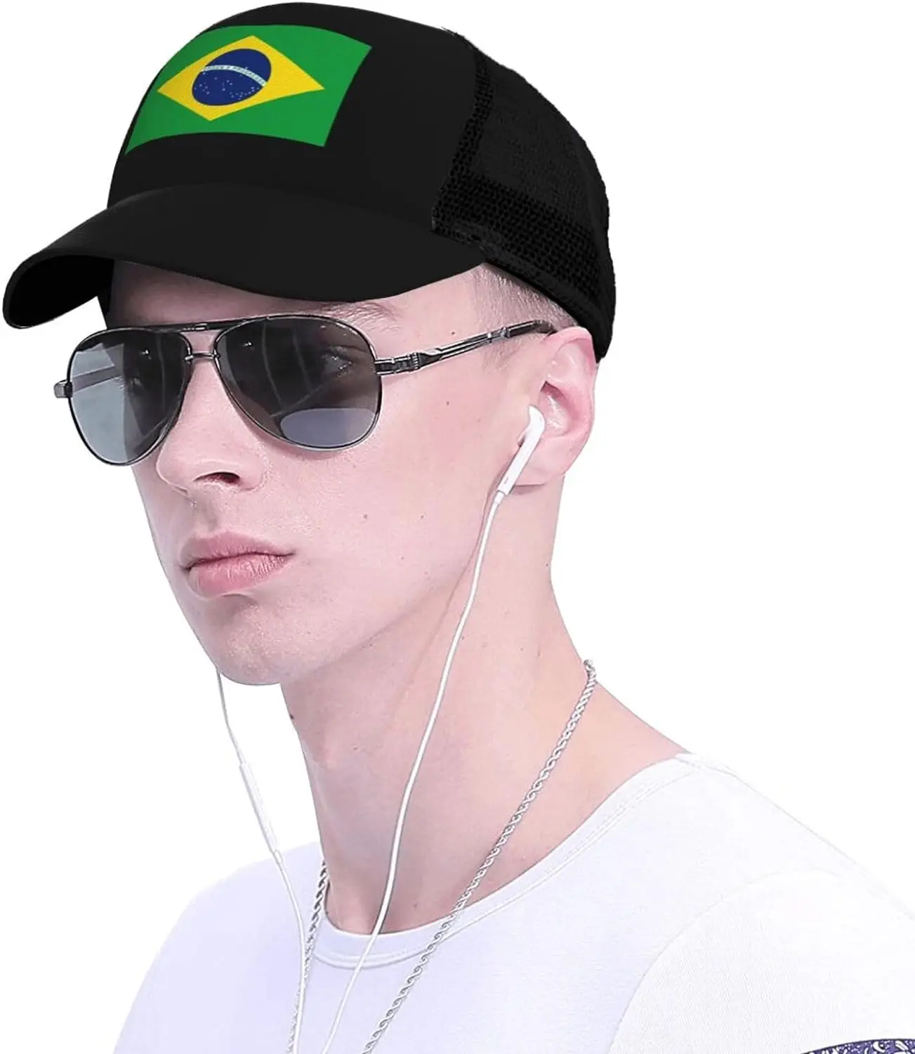 Flag of Brazil Baseball Hats Unisex Adjustable Outdoor Breathable Mesh Baseball Hat
