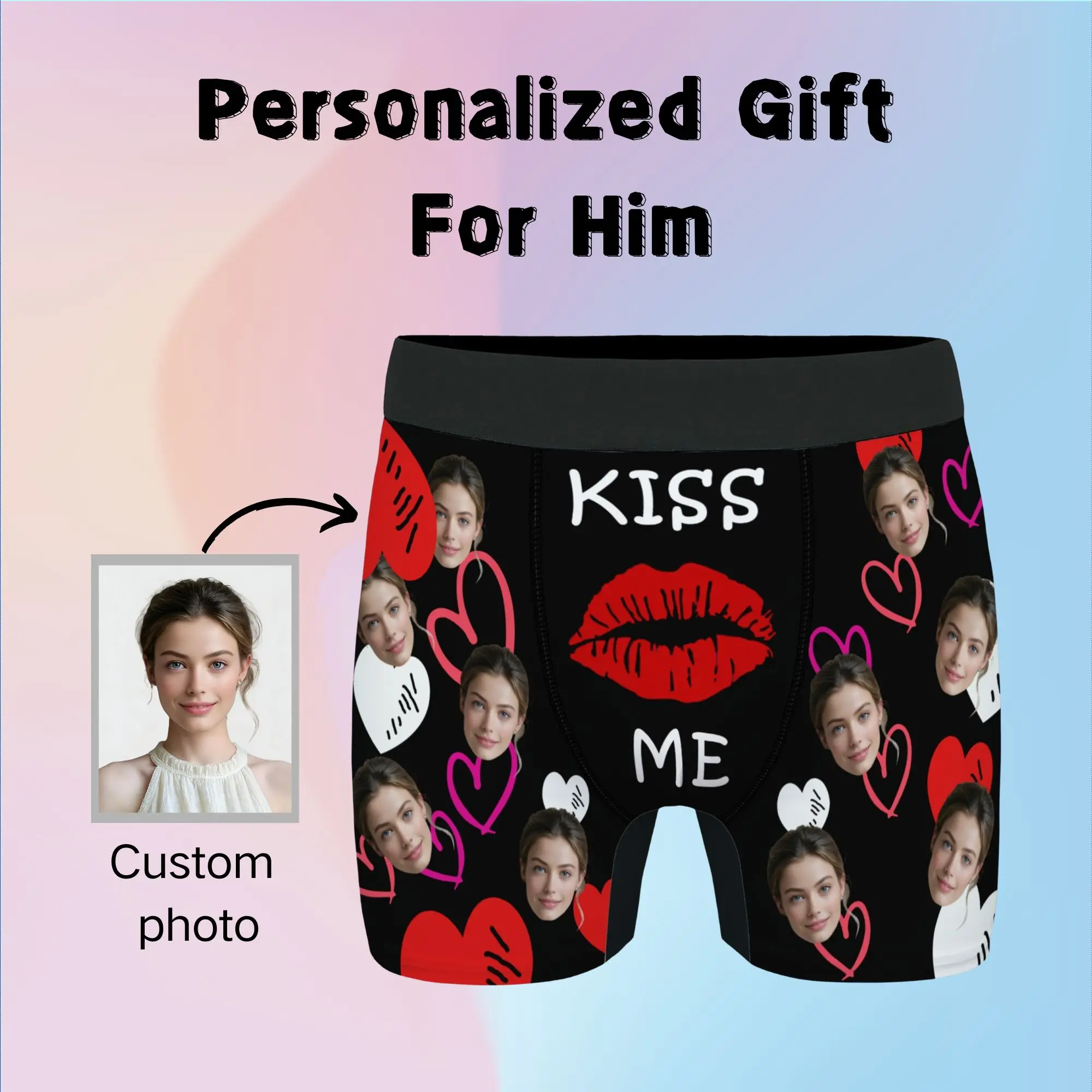 Personalized facial photo DIY customization flat underwear customization men's Valentine's Day gift for husband gift for father