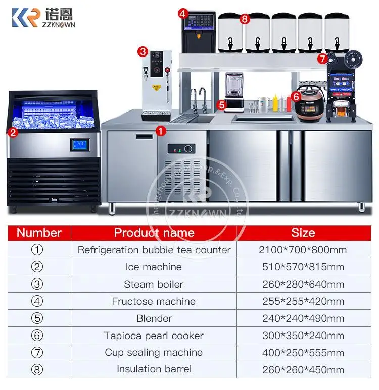 Commission Bubble Tea Work Table With Refrigerator Milk Tea Equipment Boba Tea Counter