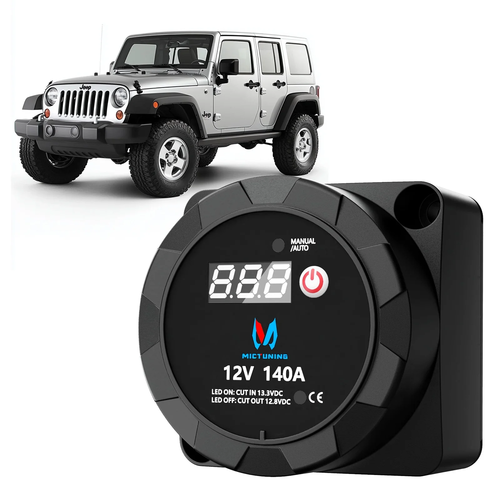 

MICTUNING 12V AMP Dual Battery Isolator Voltage Sensitive Relay with Digital Voltmeter Smart VSR Manual/Automatic Charger Batter