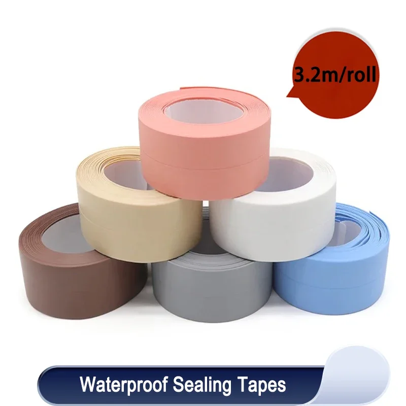 1/2/5rolls Shower Bath Sealing Tape Strips for Bathroom Kitchen Seal Caulk Strip Sink PVC Self Adhesive Waterproof Wall Sticker