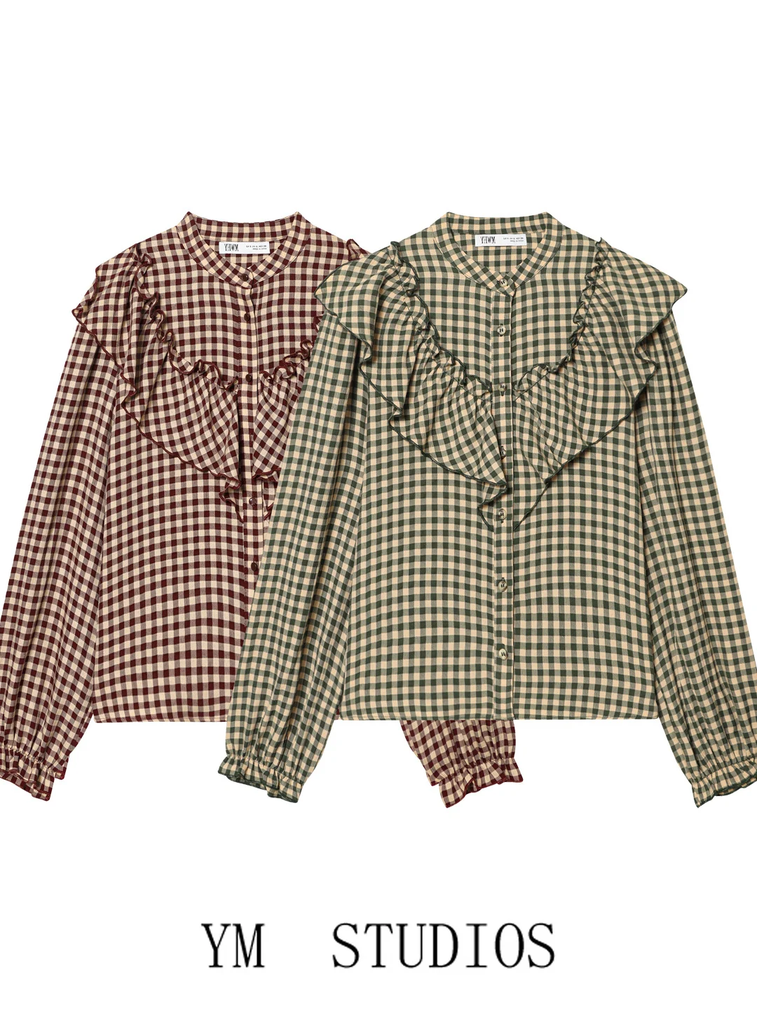 

Женская блузка Artistic Sle с круглым вырезом, длинными рукавами, в клетку, с декоративным цветочным узором, из полиэфирного волокна, с эффектом омоложения