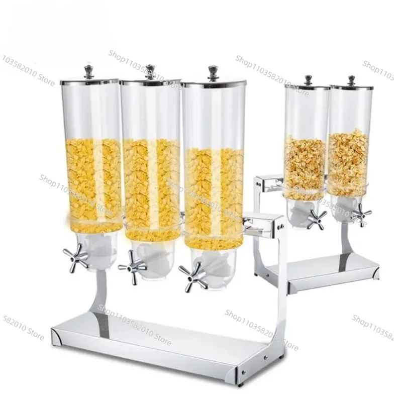 

Countertop Stainless Steel Tripple Divided Rice Cereal Dispenser Distributor Cylinder Urban Multi Whole Dry Food Grain Dispenser