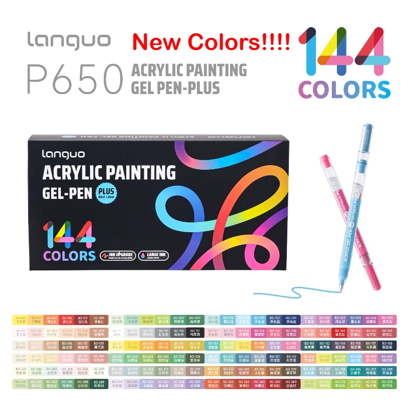 

LANGUO 144/6 Colors Acrylic Gel Pen 1.0mm Large Capacity Student Writing Pen Painting Drawing Office School Supplies Stationery