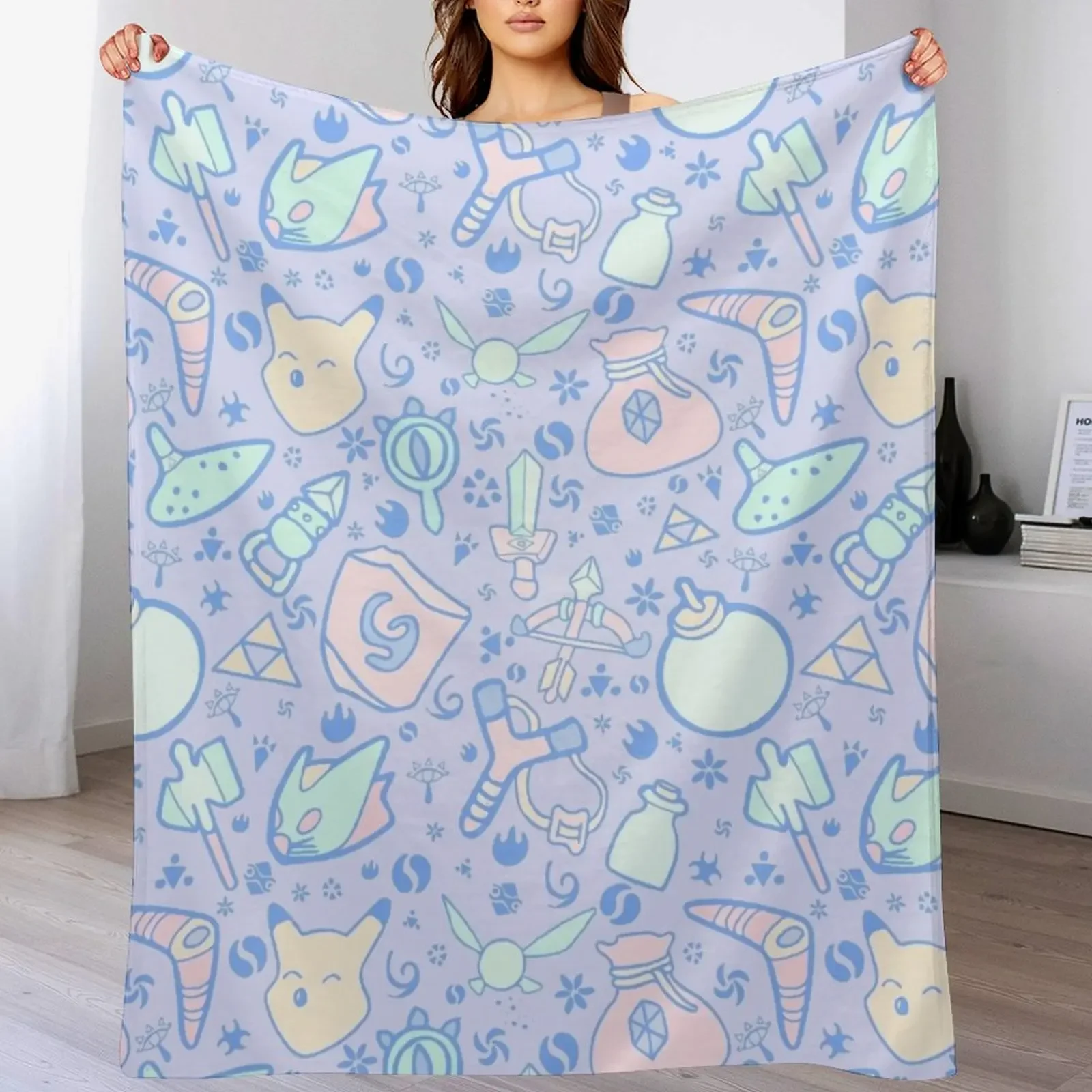 

Zelda Doodlez (Blue Pastel ver.) Throw Blanket Bed Warm For Sofa Thin Cute Plaid Blankets