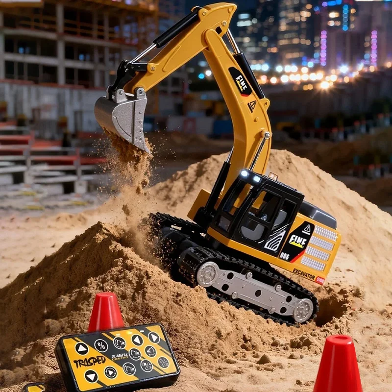 

2026 New Desktop Remote Control Engineering Car 1:64 Simulation Mini Excavator Alloy Semi-Scale Remote Control Car