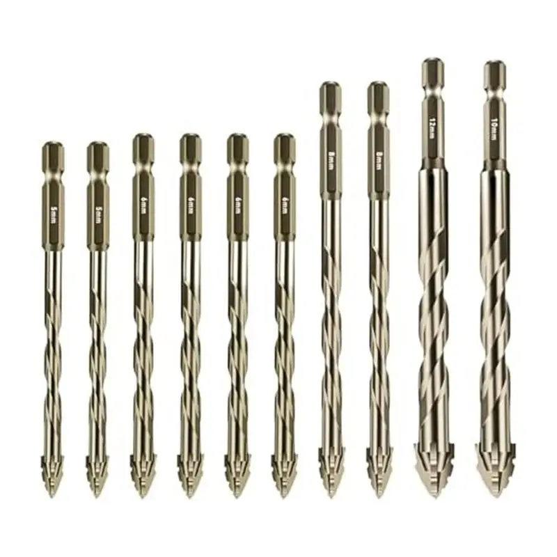 

Aug. 10Pcs New Four-Flute Sawtooth Eccentric Drill Bit Size 5/6/8/10/12Mm,For Wood Marble Metal Glass Wall Tiles