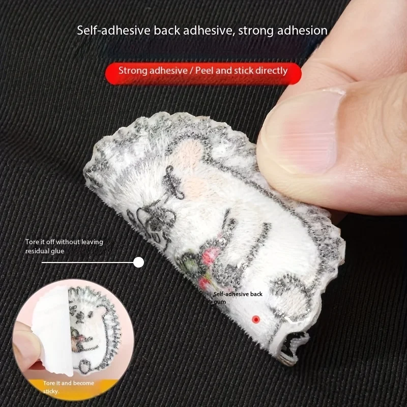 6pcs New High-Quality Cartoon Hedgehog Patch,Self-Adhesive Cute Animal Embroidered Fabric Patch,Suitable for Jacket Repair Patch