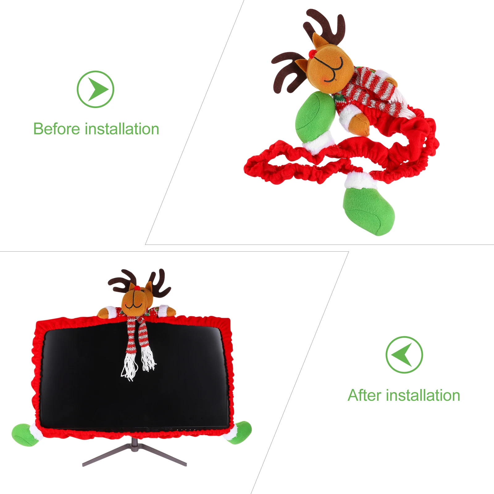

Christmas Computer Decor Elk Dust Cover Decorations Monitor Accessories Display Xmas Supplies Pulled Cloth