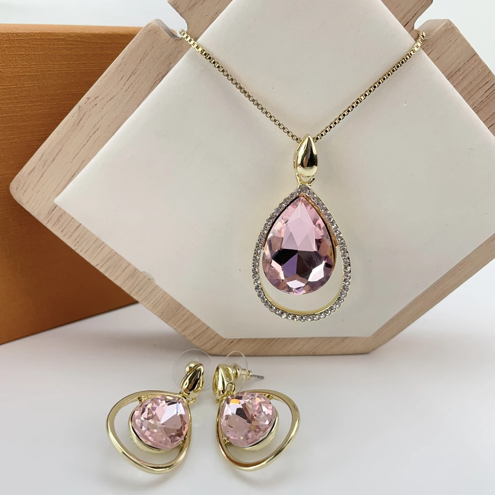 Fashion Classic Jewelry Set For Women Earrings Pendent Romantic Necklace Sets For Wedding Party Anniversary Gift KY25396