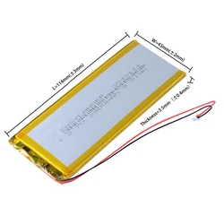 JST 1.25mm 2 pin 3.7V 2300mAh 3543114 Lipo Polymer Lithium Rechargeable Battery For Keyboard Nuphy Air75