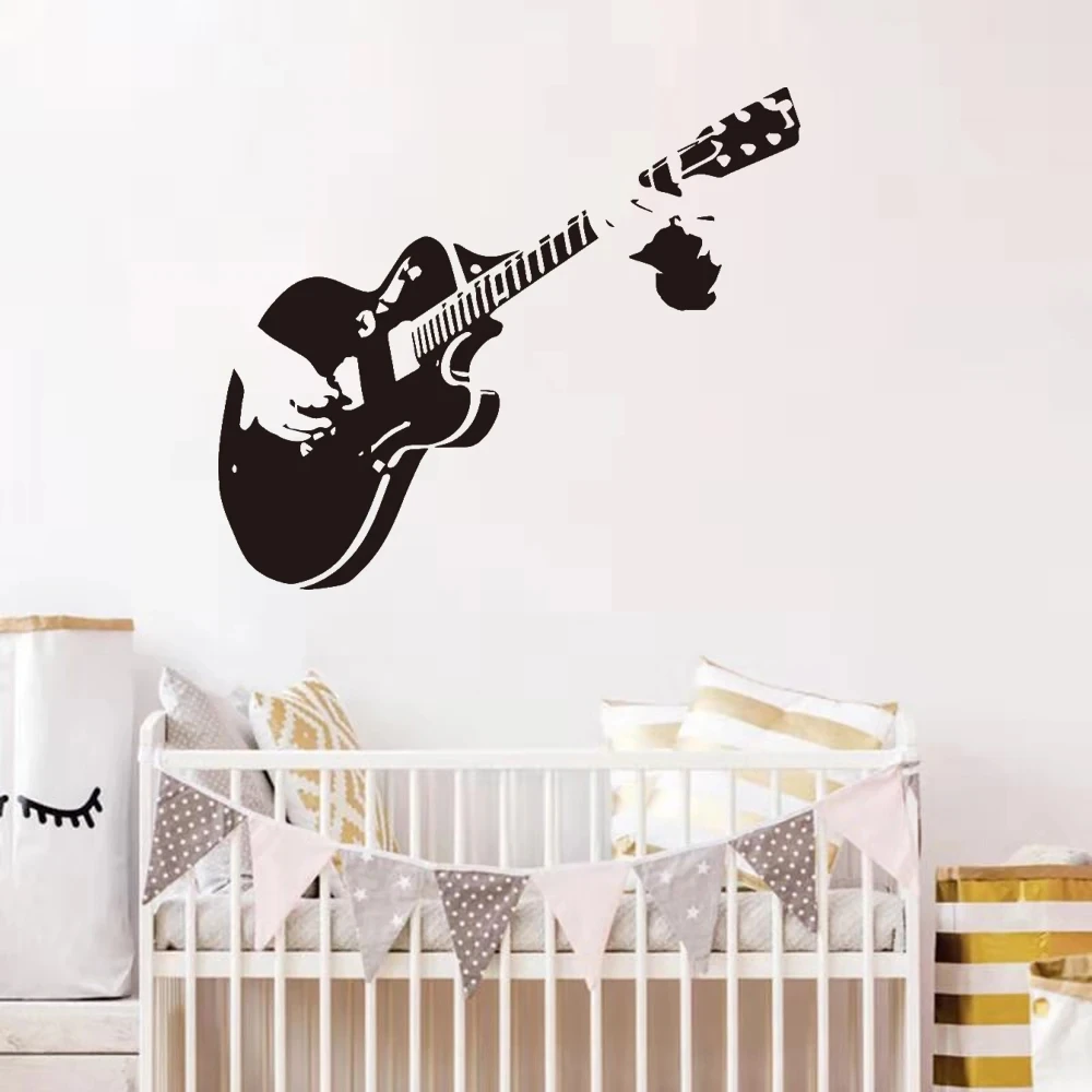 

1 pc nice Guitar Music Wall Sticker Pvc Wall Stickers Wall Art Wallpaper For Home Decor Living Room Bedroom Creative Stickers