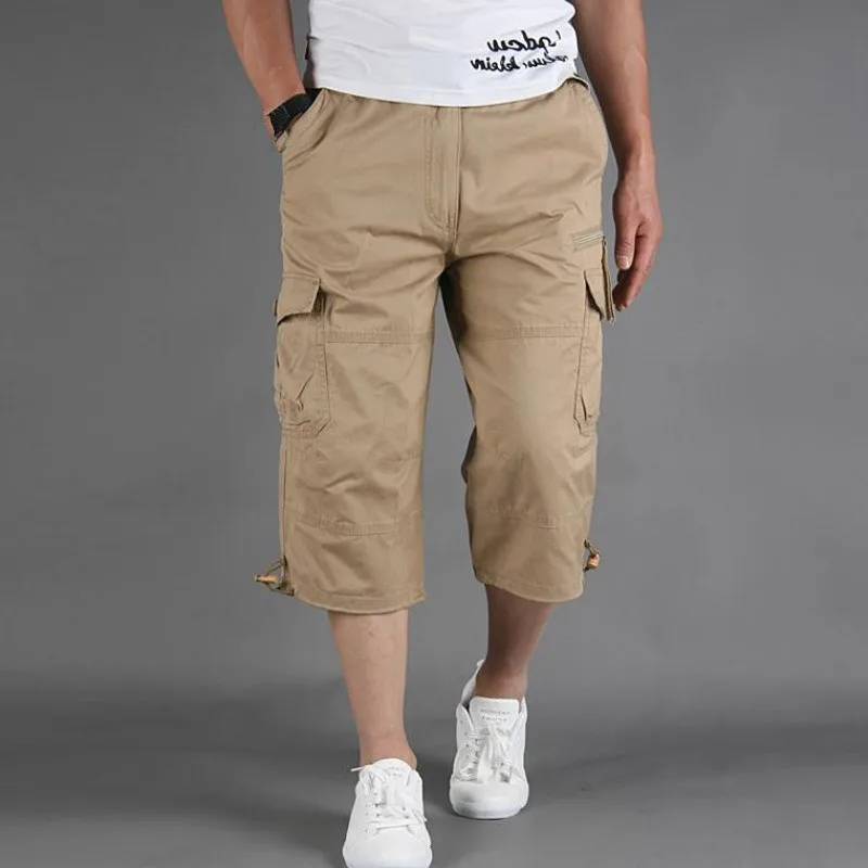 2024 Zomer Capri Lange Cargo Shorts Heren Casual Katoen Multi-Pockets Hot Broek Cropped Broek Militaire Camouflage Short 5xl