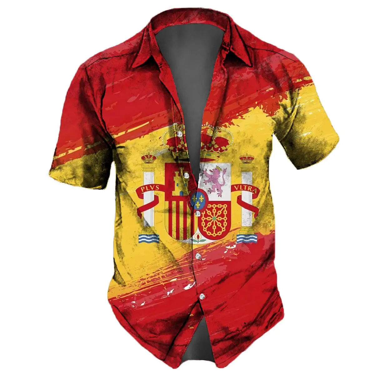 Men\'S Shirt Spanish Flag 3d Print Bullfighter Flag Summer Casual Street Hawaiian Shirts Man Shirts Street Oversized Shirts Party