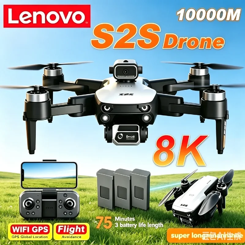 

Lenovo S2S GPS Positioning 8K HD Drone Dual Camera Omnidirectional Obstacle Avoidance Brushless RC Aerial Quadcopter