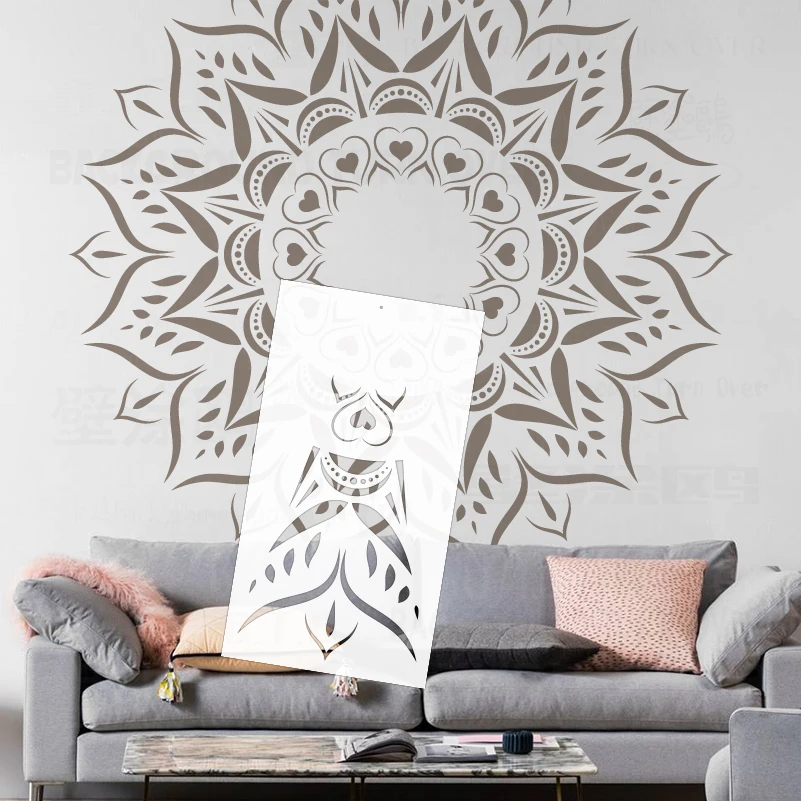 

120cm - 160cm Stencil Mandala Extra Large Round Big Wall Floor Template For Painting Flower Vintage Walls Patterns S017