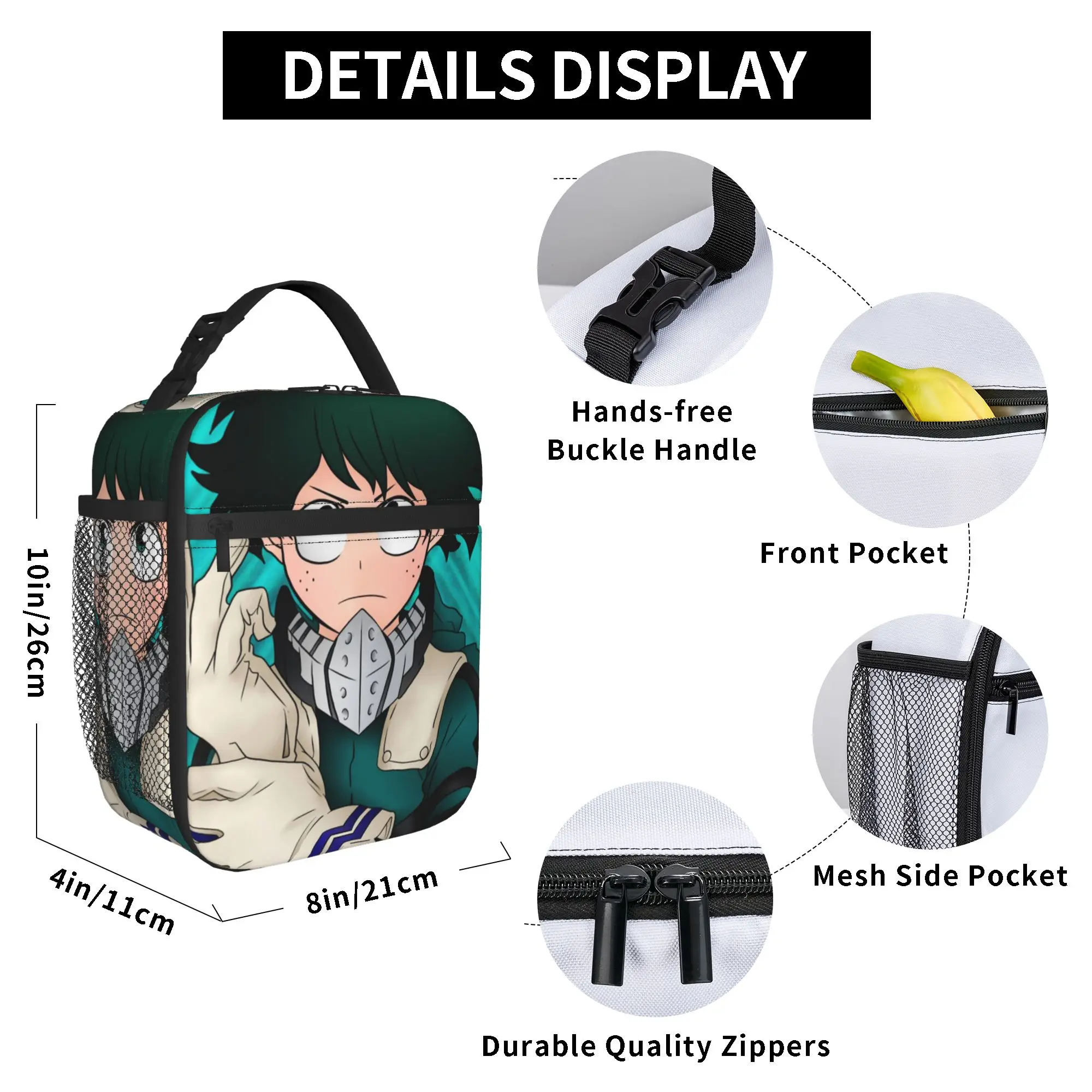 Deku My Hero Academia Anime Thermal Insulated Lunch Bags  Portable Food Container Bags Thermal Cooler Lunch Boxes view 4