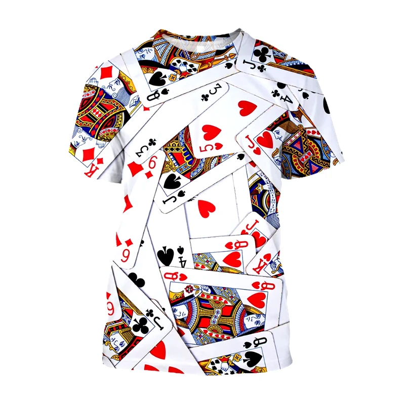 3D Printed Poker Card Graphic T-shirt For Men Women Streetwear Shirt Poker Playing Tshirt Fashion Casual Short Sleeve Men Tees