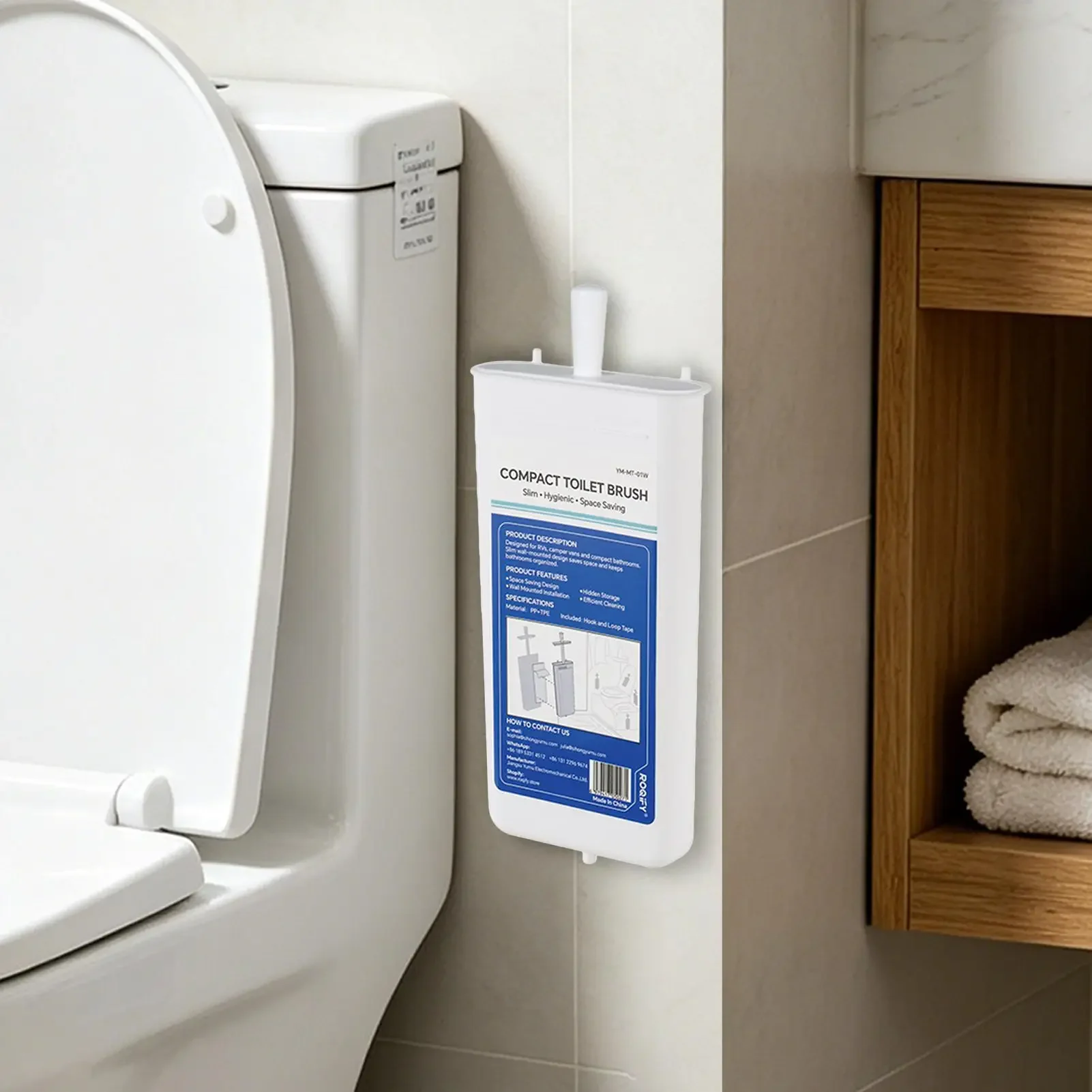 RV Toilet Brush And Holder Set Portable Wall Mounted Retractable Head Compact Toilet Scrubber Set For RV Camper Travel Home