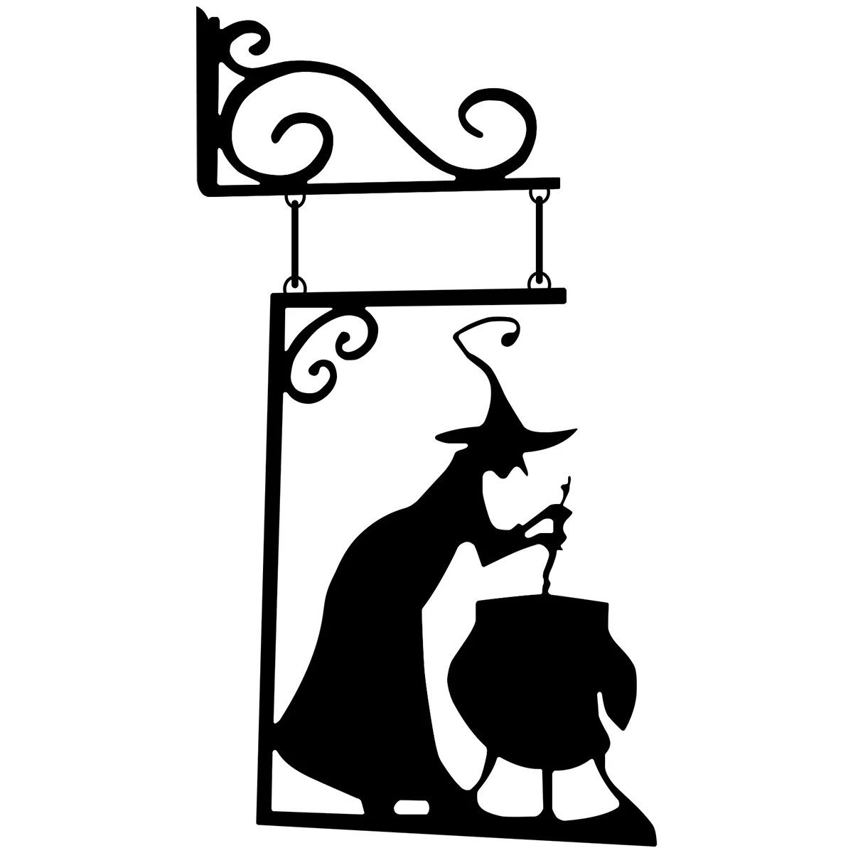 Halloween Metal Sign Witch Shape Iron Witch Boiler Silhouette Wall Mural Spooky Mysterious Witch Hanging Signage Horror