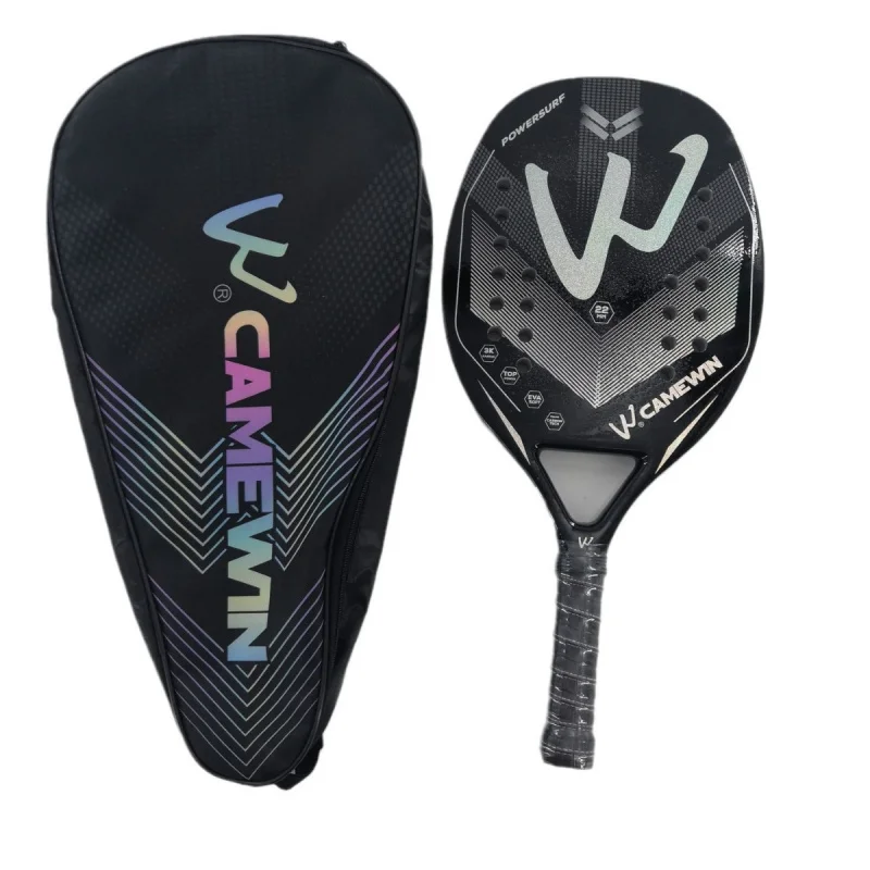 Ракетка для пляжного тенниса CAMEWIN 3K из углеродного волокна — текстурированная противоскользящая поверхность с устойчивой к песку ручью, набор весла для улицы и профессионалов Ракетка для пляжного тенниса CAMEWIN 3K из углеродного волокна — текстурированная противоскользящая поверхность с устойчивой к песку ручью, набор весла для улицы и профессионалов