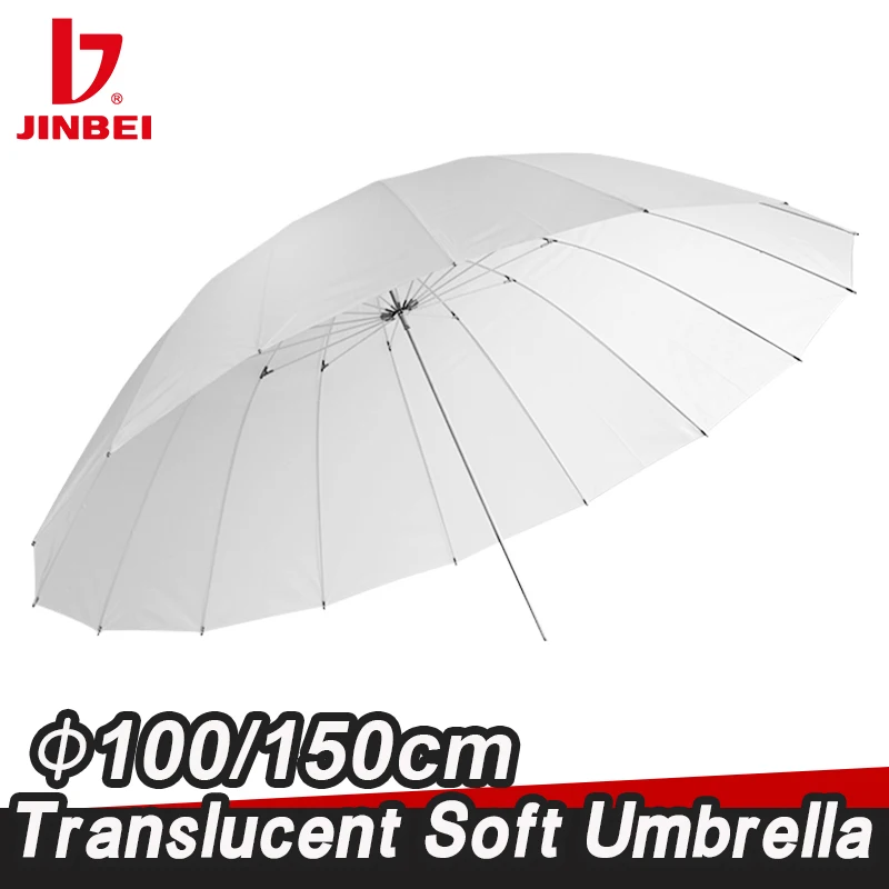 JINBEI 100CM 150CM Translucent Soft Light Umbrella 40'' 60'' Portable Soft Diffuser for Photography Studio Flash Outdoor Strobe