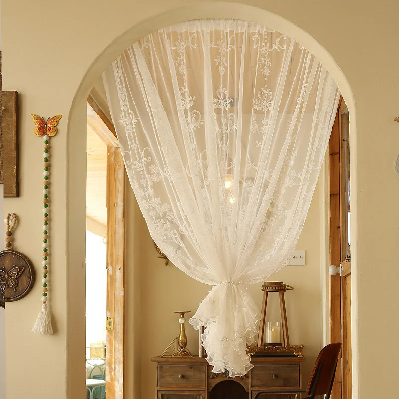 French Pastoral Style Lace Short Curtain Enclosure Kitchen Door Curtains Cafe Living Room Window Kitchen Curtain Decoration