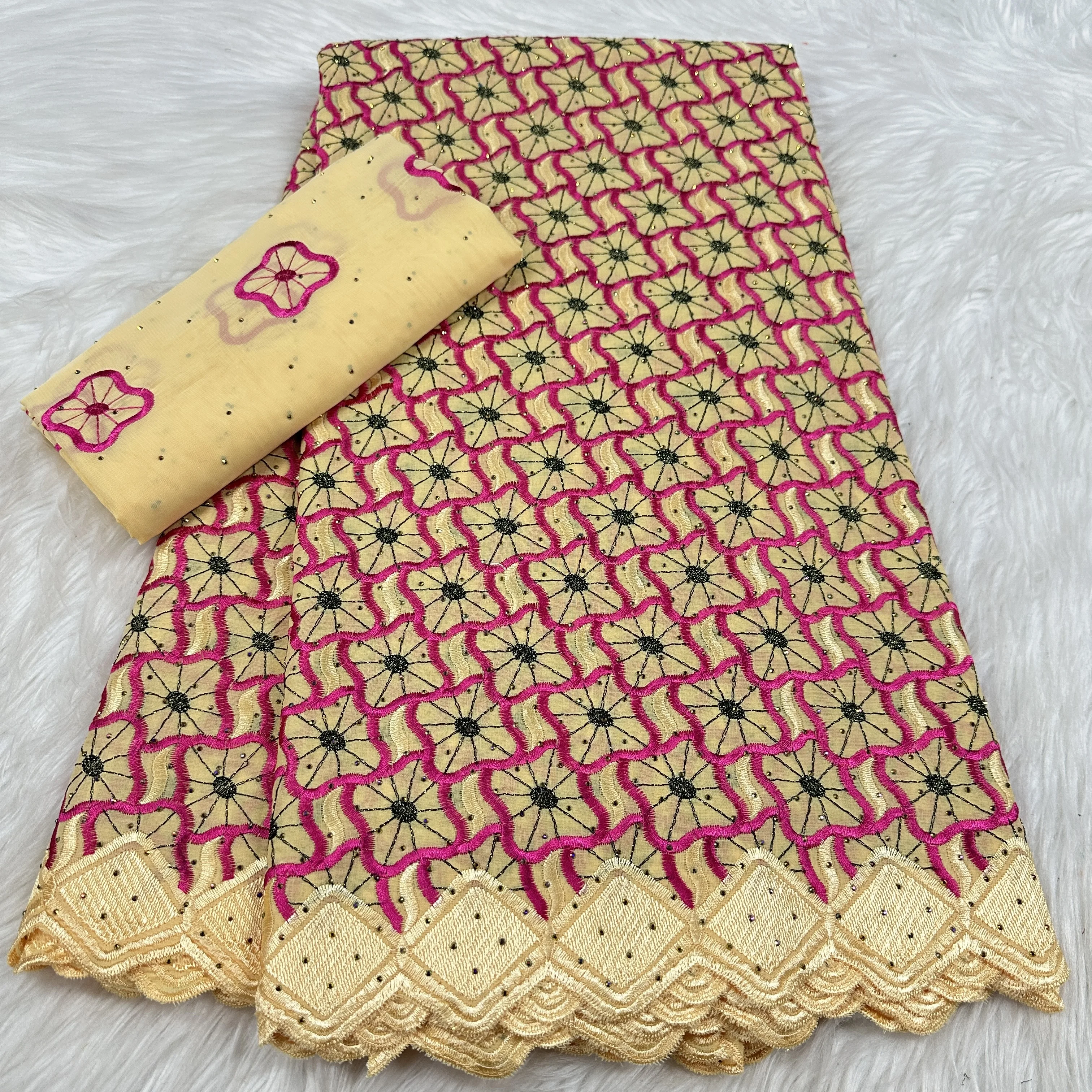 Nigerian Lace Fabrics 2025 High Quality Lace African Lace Fabric Cotton Lace Swiss Cord Lace Fabric For Party Dress Sewing -YC