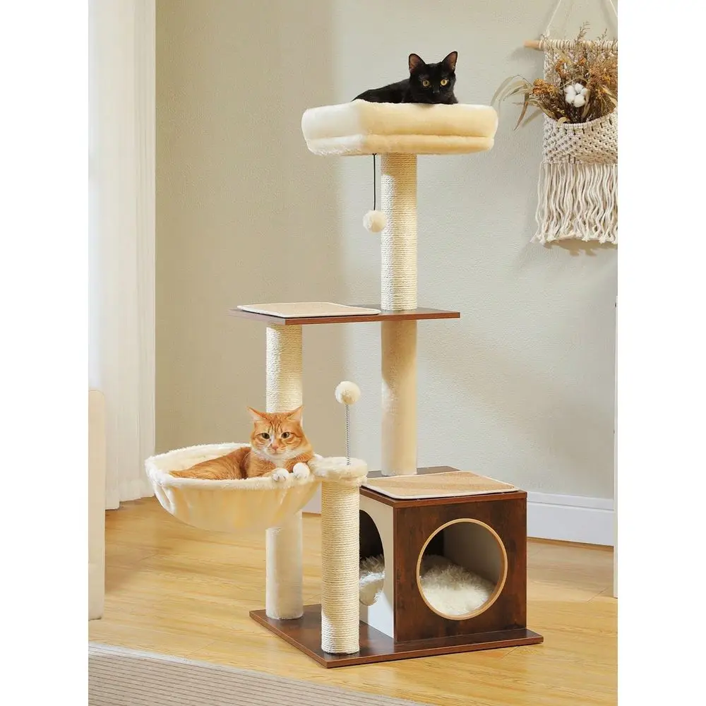 

Cat Tree Modern Cat Tower For Indoor Cats,Multilevel Cat Play House With Large Condo, Spacious Hammock, Cozy Top Perch,chi