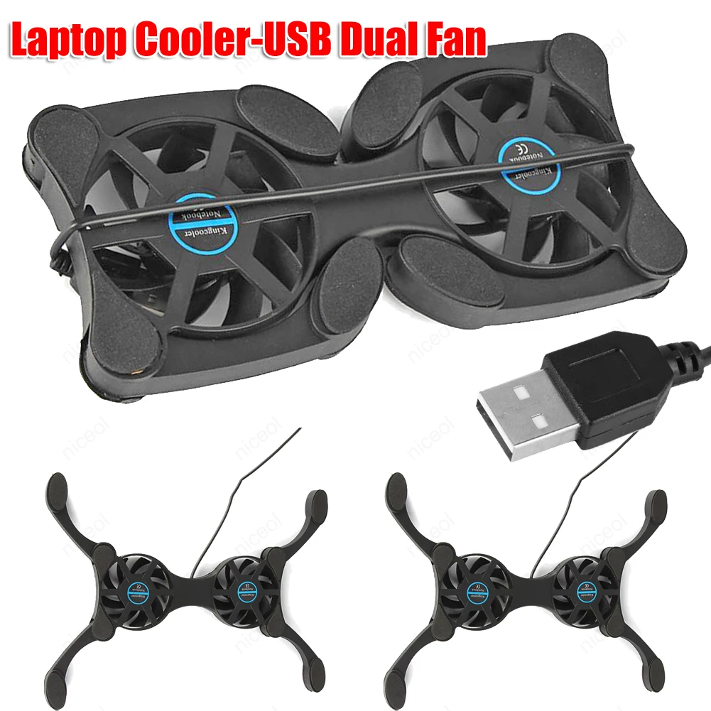 Portable Collapsible Laptop Cooler USB Powered Dual Fan Cooling Mini Octopus Notebook Cooler Cooling Pad