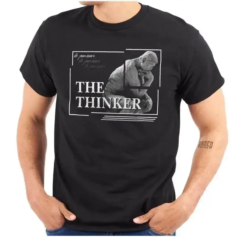 The Thinker Modern Art Statue Le Penseur Womens or Mens Crewneck T Shirt Tee