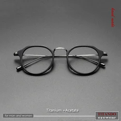 Japanese Vintage Style, Artistic Classy Titanium And Acetate Frame for Men and Women as KameManNen design KMN11-13