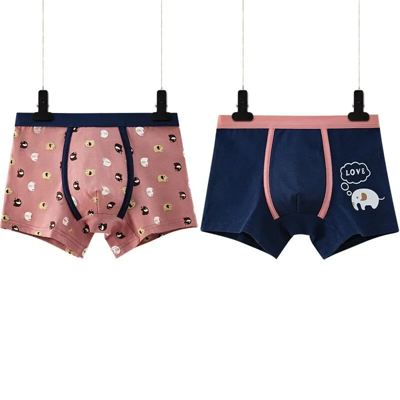 Boxer azul marinho para meninos, Roupa interior infantil, cuecas descascadas, roupas para meninos, 4 peças por lote