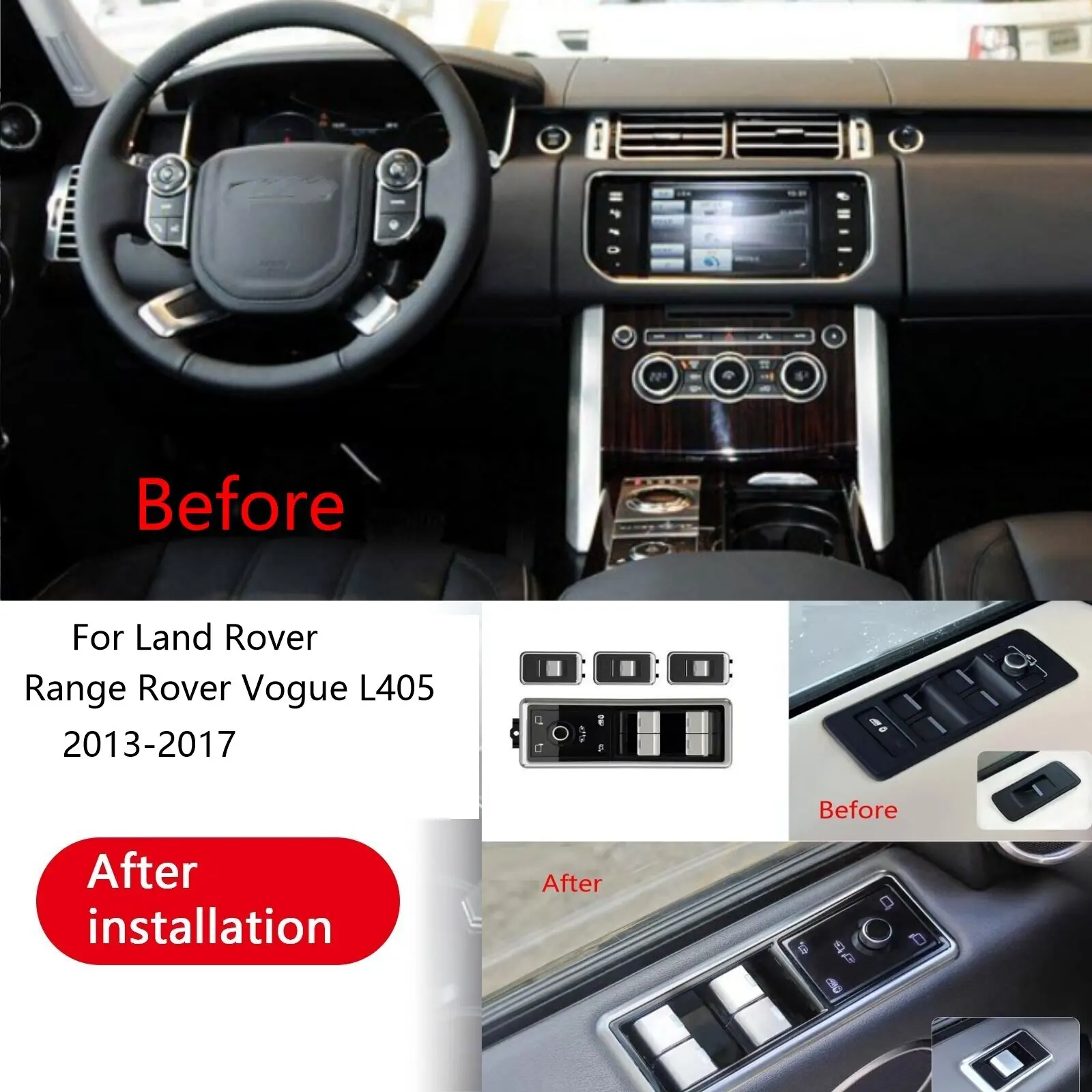 The latest original car style black car steering wheel button and window button for Land Rover Range Rover Vogue L405 2013-2017