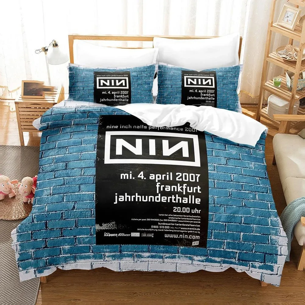 

3D Printed Nine Inch Nails NIN Bedding Set Boys Girls Twin Queen Size Duvet Cover Pillowcase Bed Kids Adult Home Textileextile