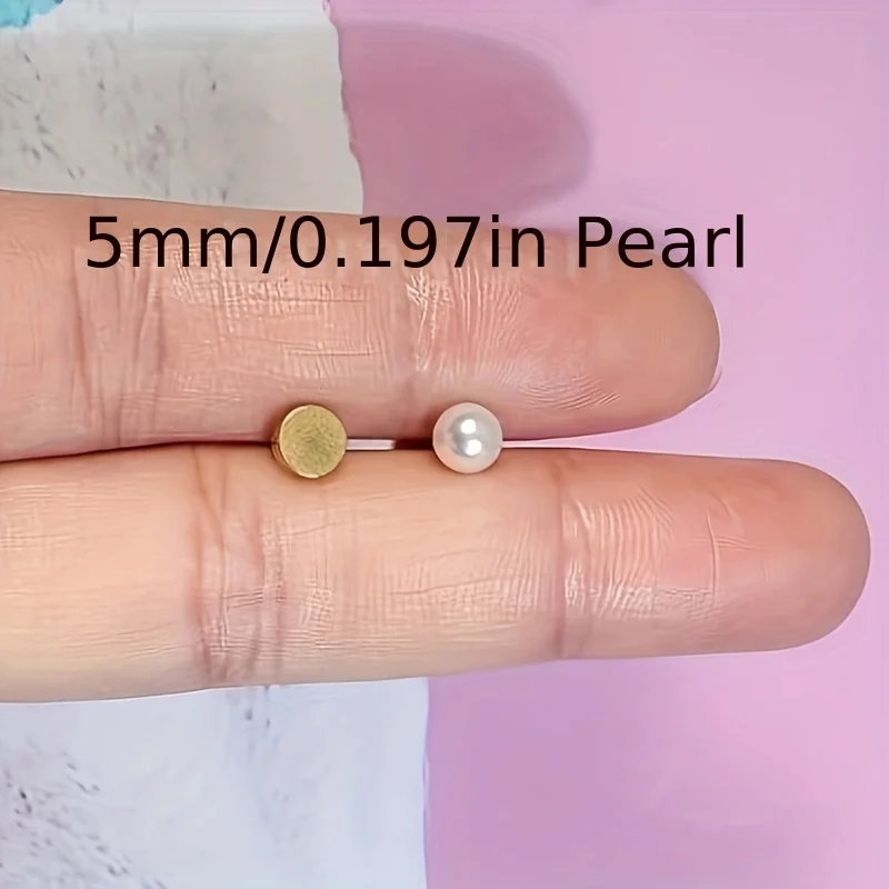 Screw Back Pearl Stud Earrings for Women Flat Back Pearl Cartilage Earrings Pearl Helix Earrings Hypoallergenic Piercing Jewelry