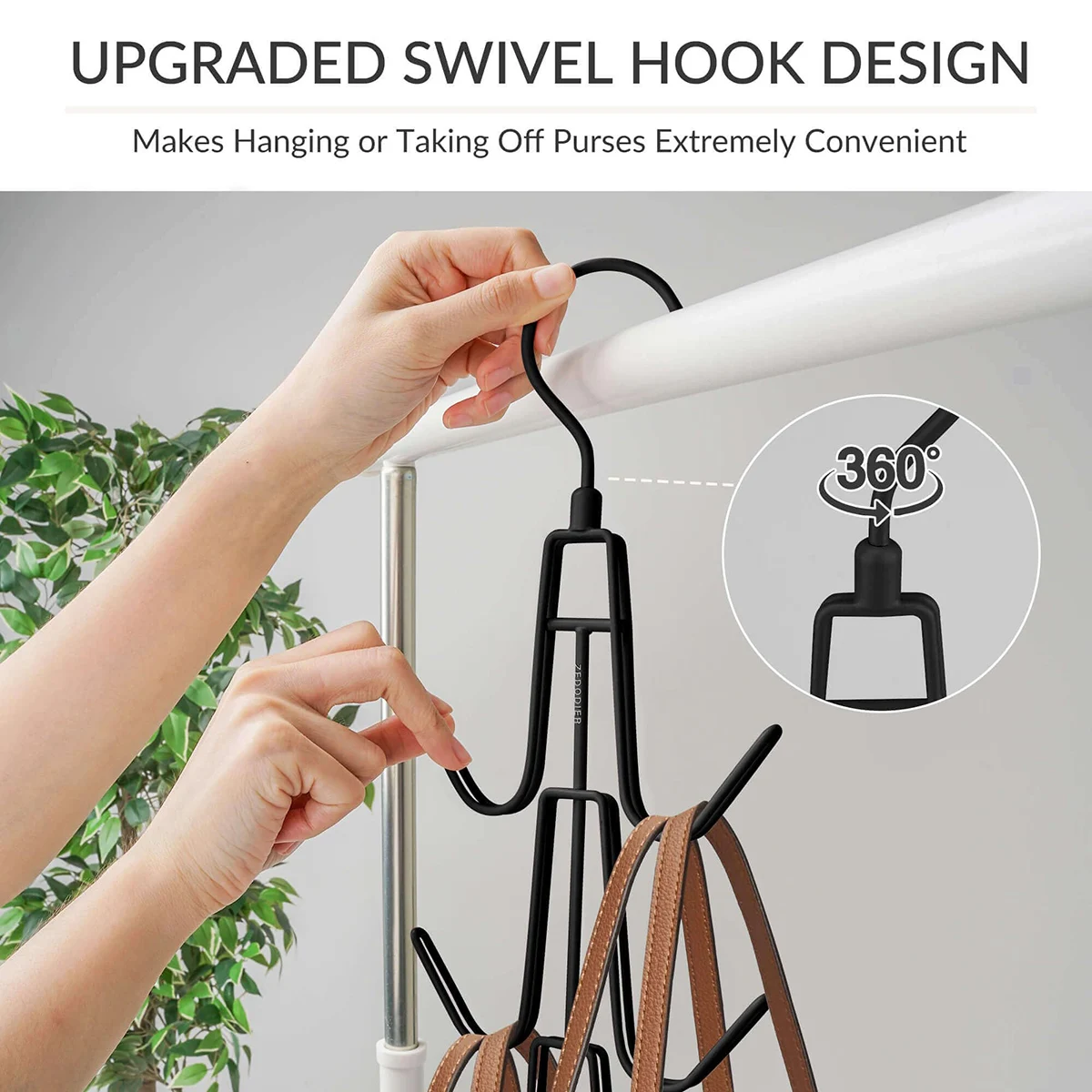 

Closet Purse Hanging Organizer Hooks Metal Storage Hanger Space-saving Rack Wardrobe Handbag Totes Bag Holders Rotated Hook